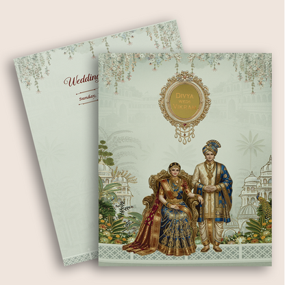 White Bride Groom Wedding Invitation Card - KNKN6326