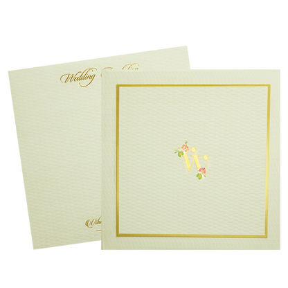 Green-Gold Minimal Monogram Wedding Card - KMMWD1140