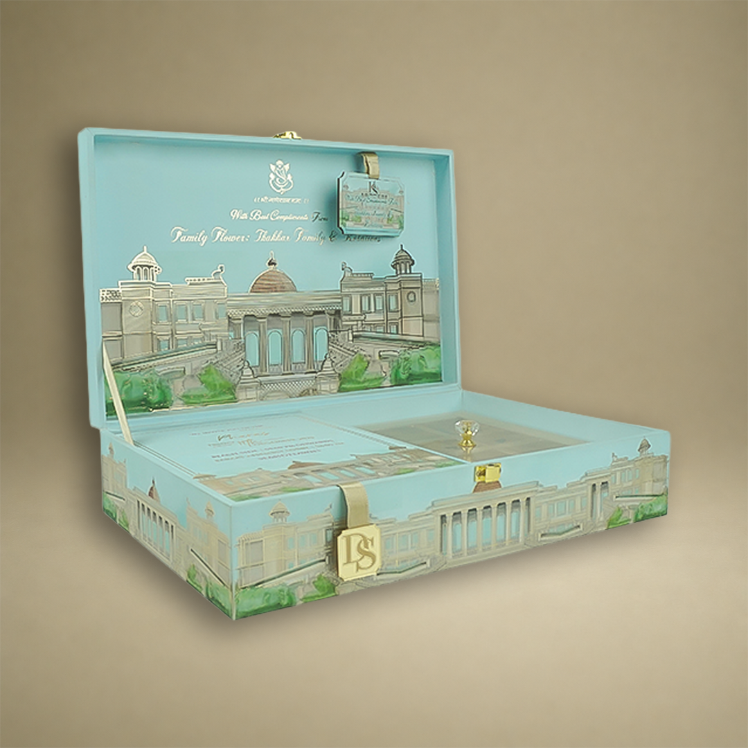 Light Blue Premium Palace Luxury Invitation box - KNLW202532