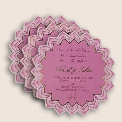 White Lotus Floral Premium Luxury Invitation - KNLW202568