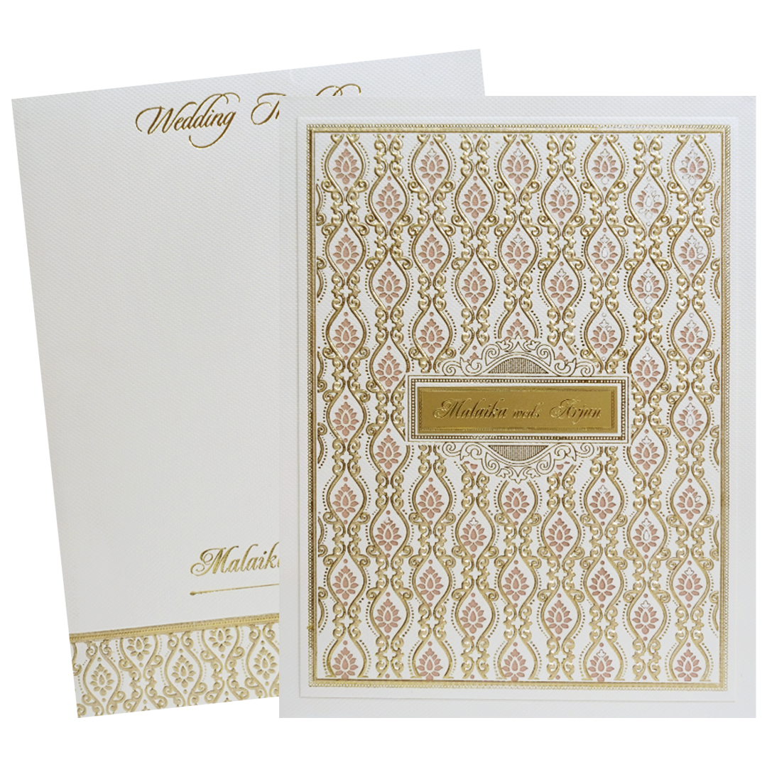 White Laser Cut Floral Modern Padded Wedding Card-KMMEX8250