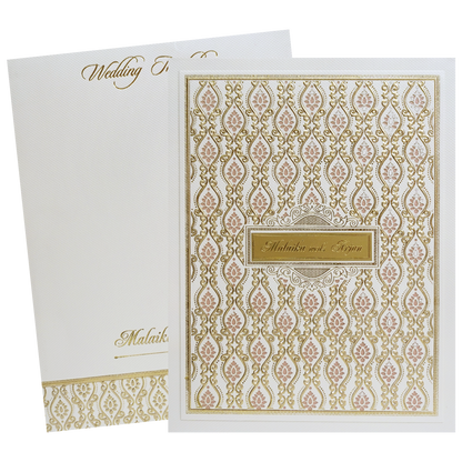 White Laser Cut Floral Modern Padded Wedding Card-KMMEX8250