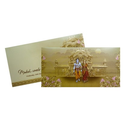 Gold Embossed Ram Sita Palace Wedding Invitation Card-KPR06500