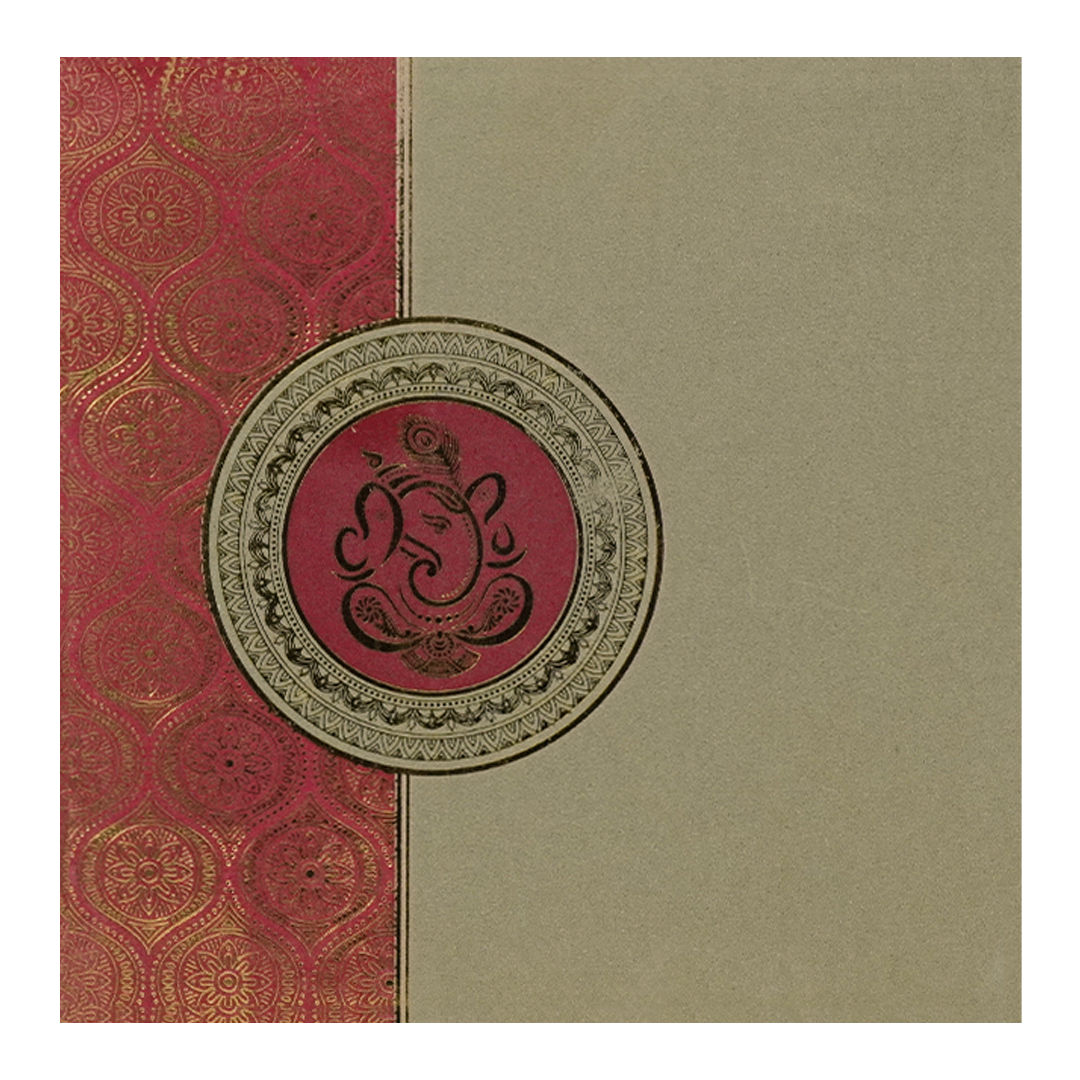 Brown Floral God Wedding Card-KNK30361
