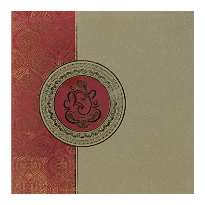 Brown Floral God Wedding Card-KNK30361