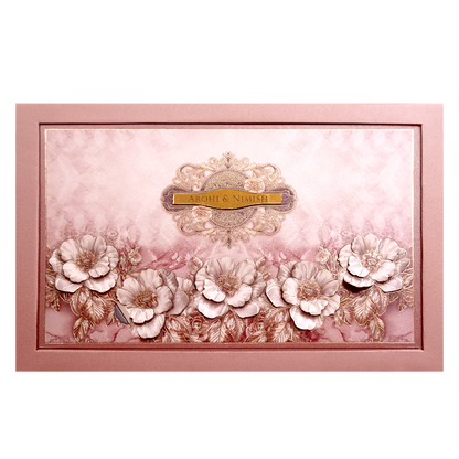 Blush Pink Floral Luxury Wedding Invitation Card-KPR24810