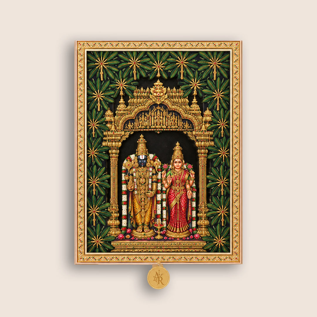 Beige MDF Laser Cut Lord Balaji Padmavathi Wedding Invitation - KNLW202579