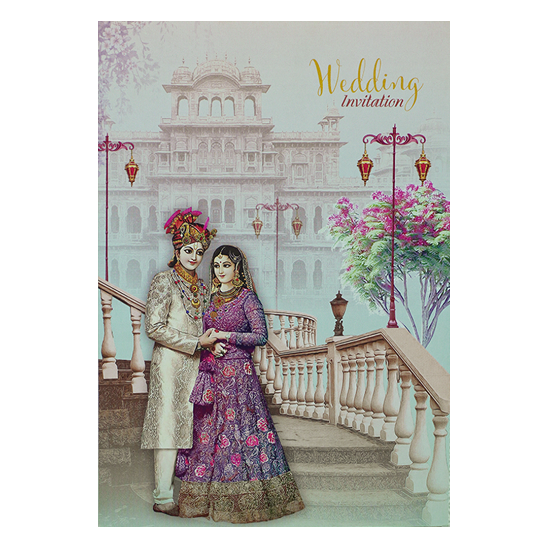 Pastel Traditional Bride Groom Invitation Card-KNPP684B