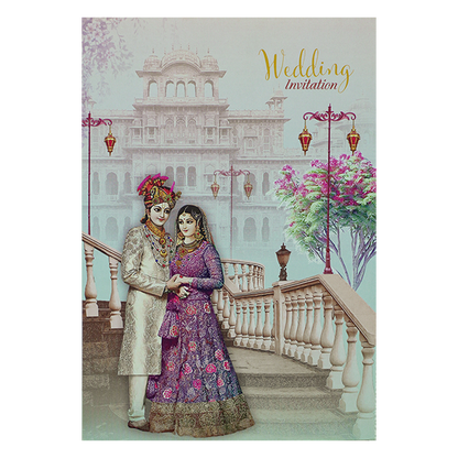 Pastel Traditional Bride Groom Invitation Card-KNPP684B