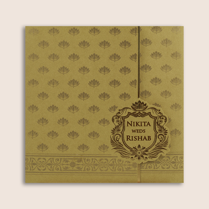 Gold Floral Door Style Wedding Invitation Card - KPR06200