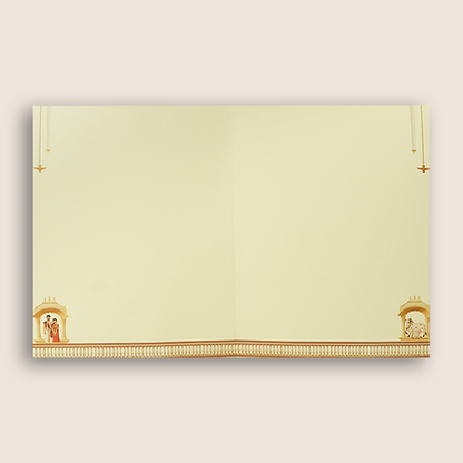 Cream South Indian Temple Door Style Wedding Invitation - KNKJ1167