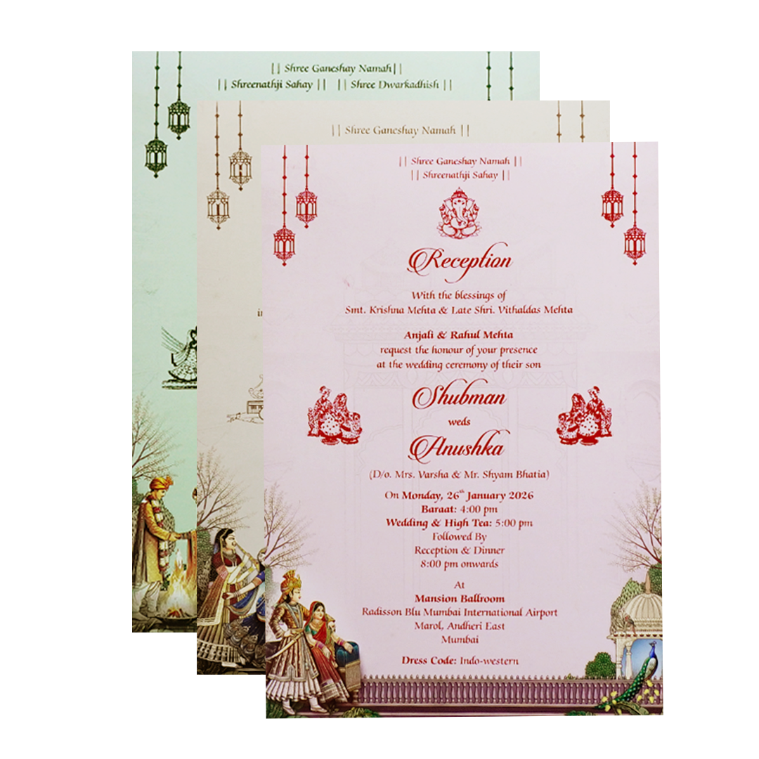 Royal Bride and Groom 3-Fold Wedding Card-KRB09020