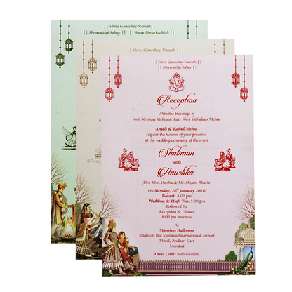 Royal Bride and Groom 3-Fold Wedding Card-KRB09020