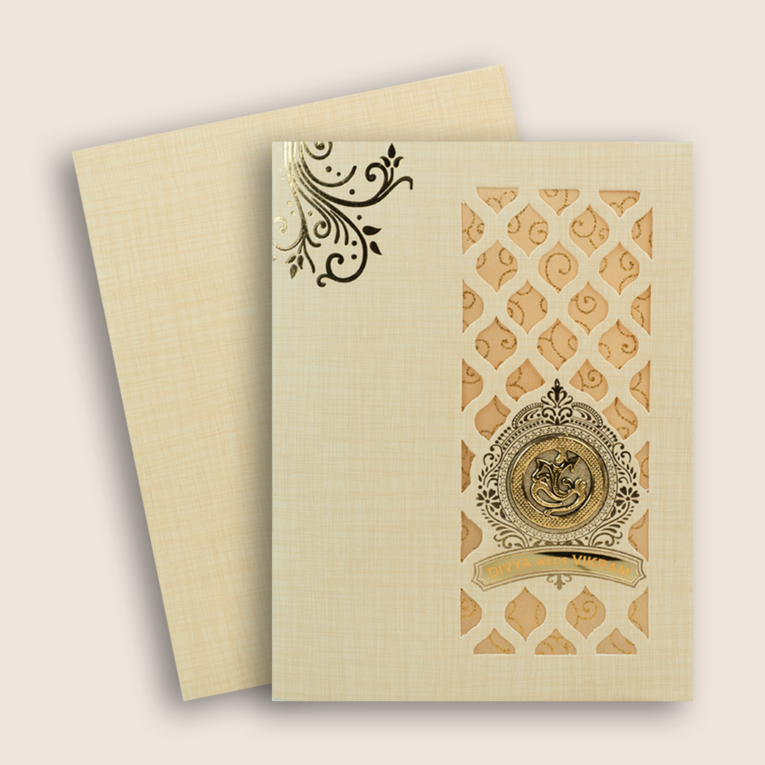 Sandal Laser-Cut Simple Wedding Card - KNK7030S