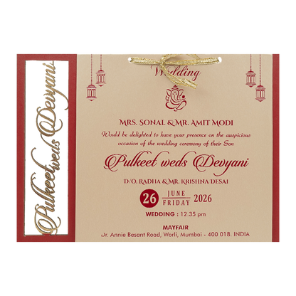Red Cream Gold Foil Wedding Card-KJTS1843