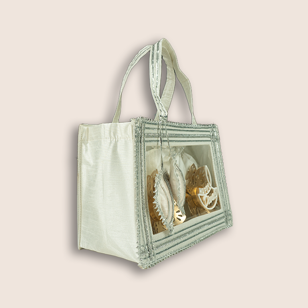 Silver Festive Premium Gift Hamper Bag - KLGH0190