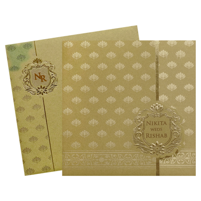 Gold Lotus Pattern Wedding Invitation Card-KPR06190