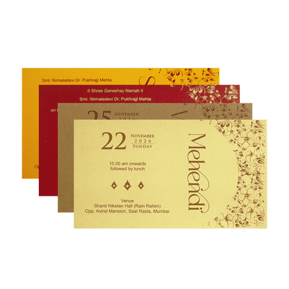 Red Floral Medallion Wedding Invitation Card-KPR06390