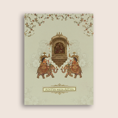 Grey Premium Elephant Bag Style Invitation Card - KAA05890