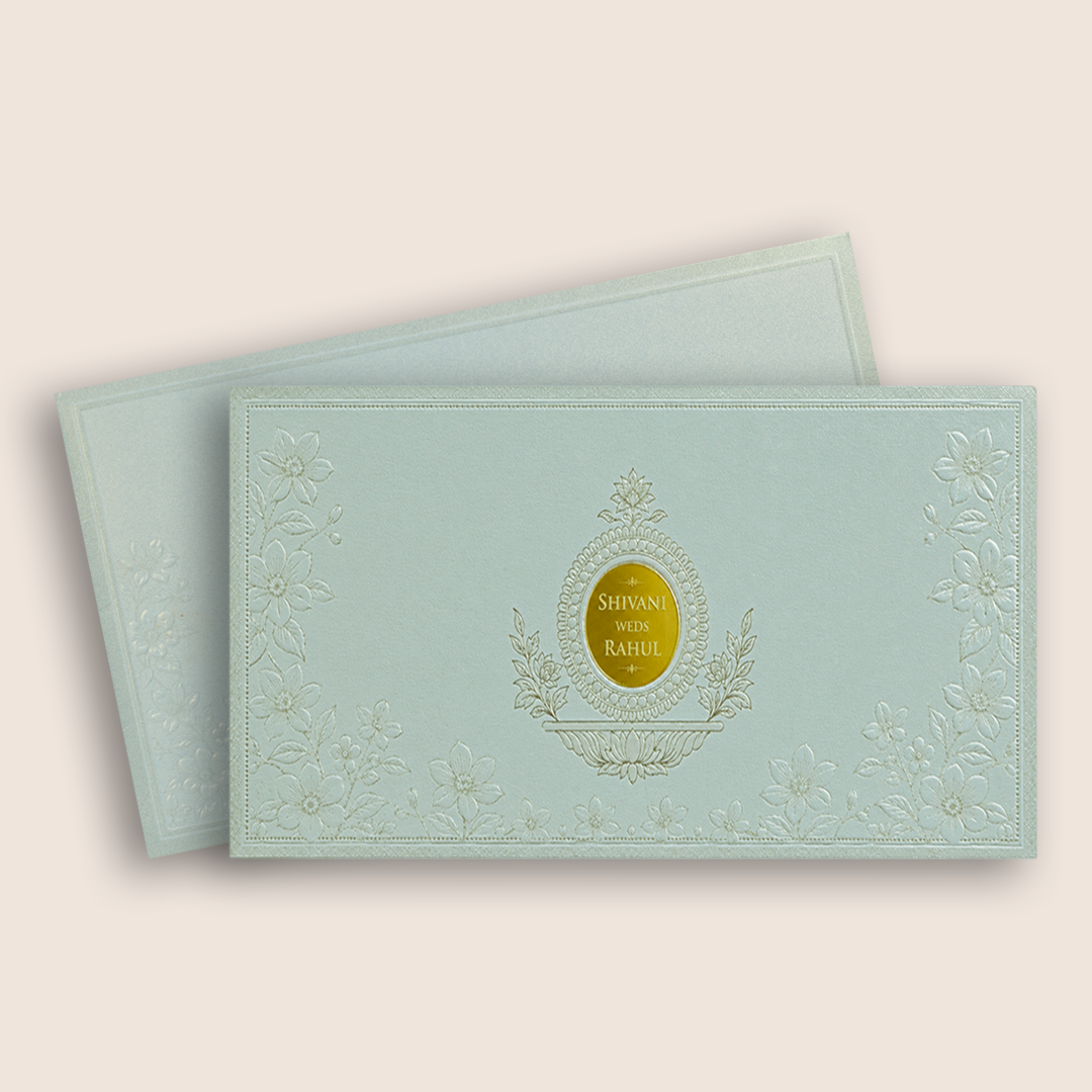 Light Grey Embossed Floral Invitation Card - KPR07570