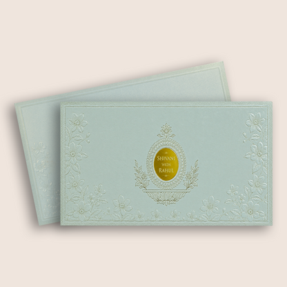 Light Grey Embossed Floral Invitation Card - KPR07570