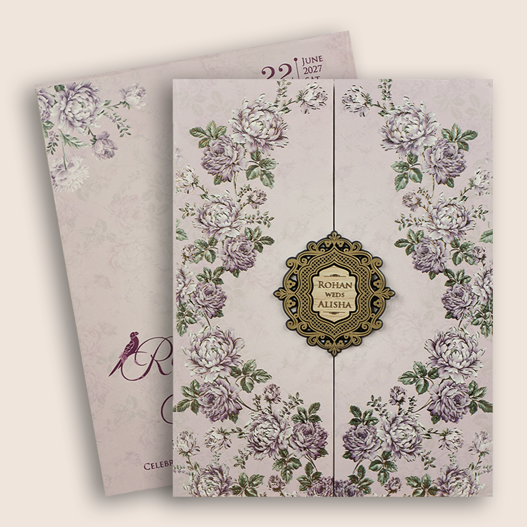 Lavender Floral Door Style Padded Marriage Card - KFR17340