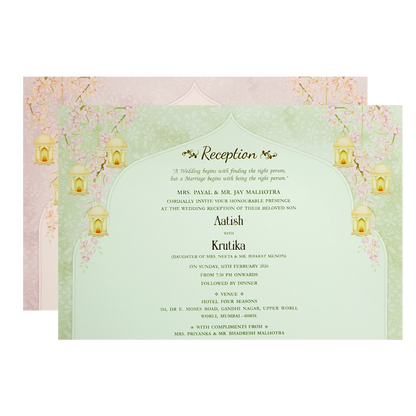 Cream Gold Mandap Floral Padded Wedding Card-KMMWD1146