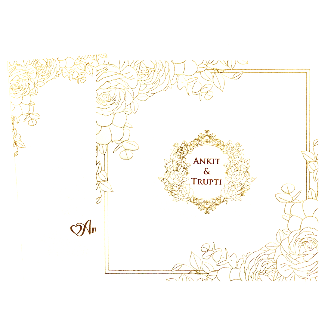 White Floral Minimalist Wedding Card-KPR06600