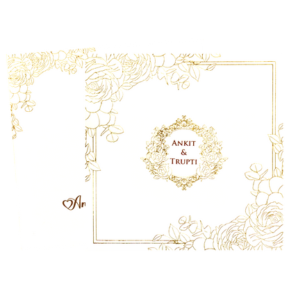 White Floral Minimalist Wedding Card-KPR06600