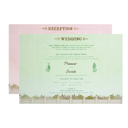 Cream Baraat Procession 3D Padded Wedding Card - KMMWD1111