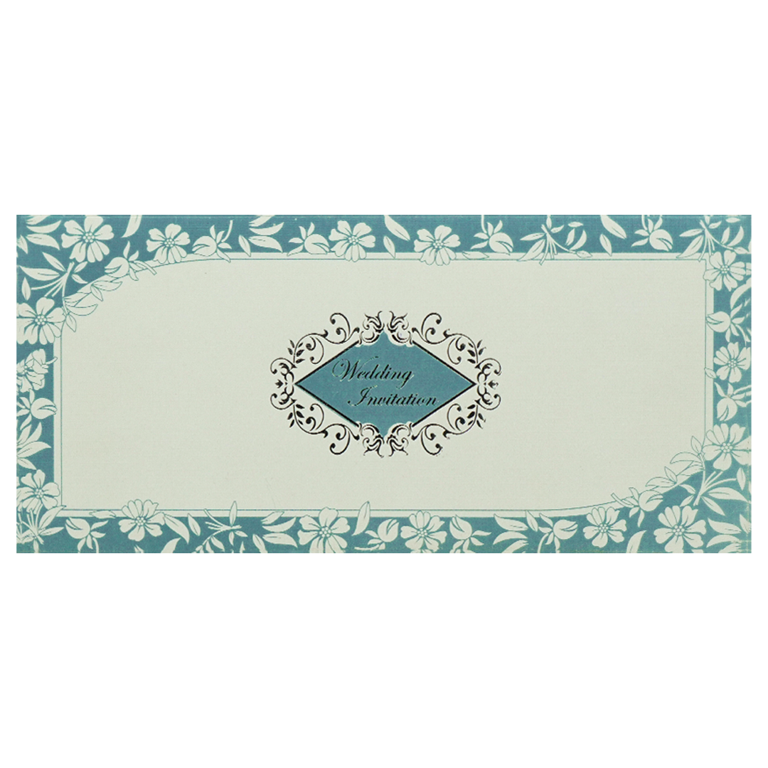 Blue White Floral Wedding Card-KNK2861