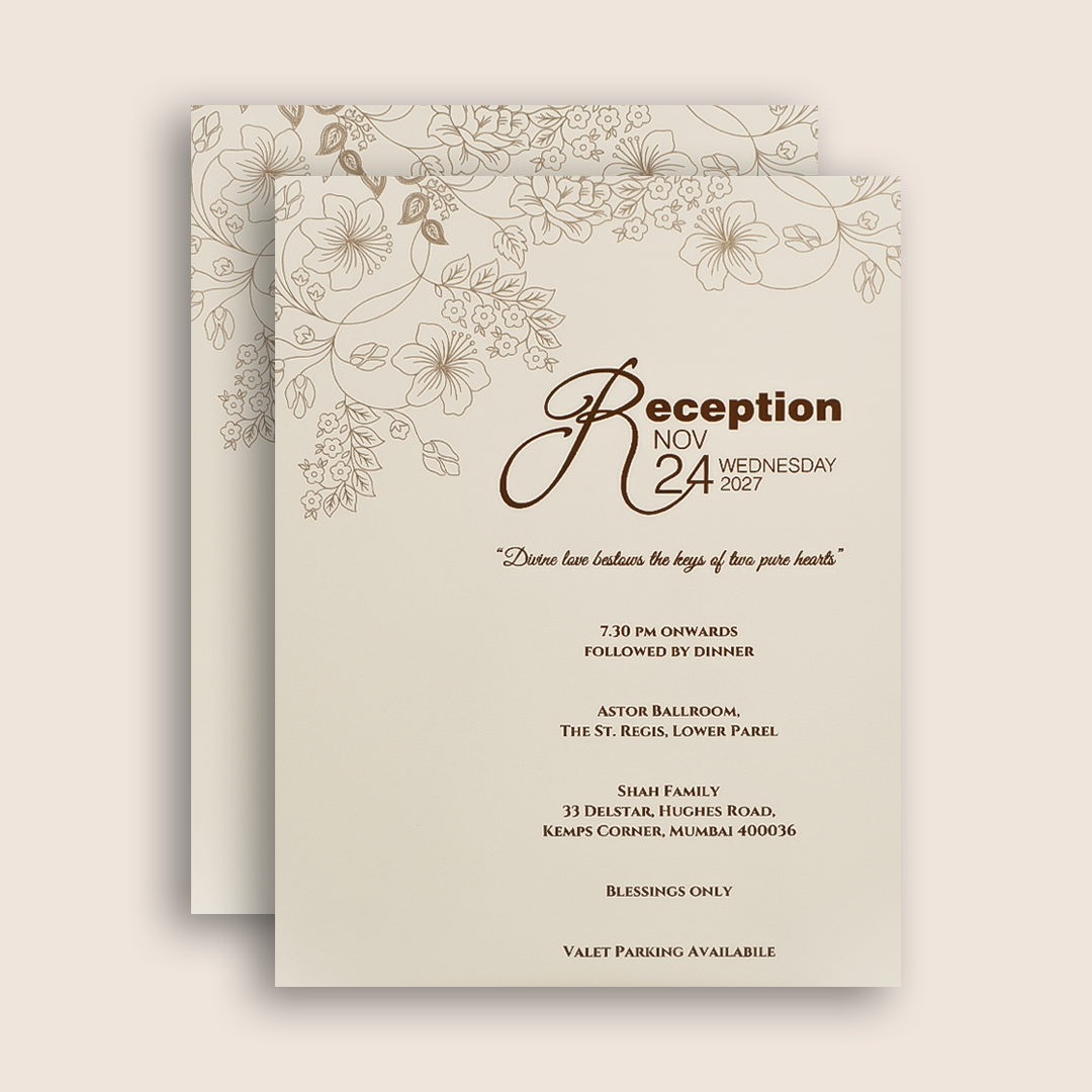 White Embossed Floral Padded Wedding Card - KPR010160