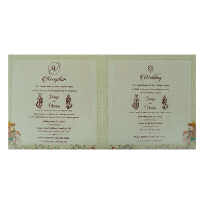 Blue Royal Floral Palace Wedding Card-KNKD8109