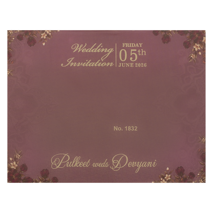 Buy Voilet Floral Gold Padded Wedding Card