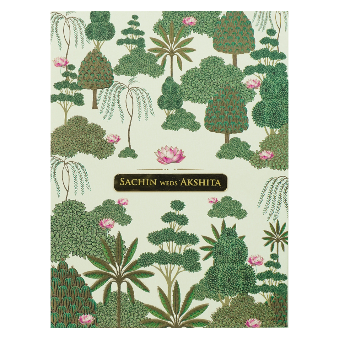 Pastel Green Floral Forest Padded Wedding Card-KBM05290