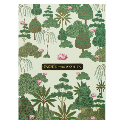 Pastel Green Floral Forest Padded Wedding Card-KBM05290