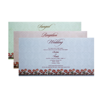 Pastel Vishnu Lakshmi Lotus Wedding Invitation Card-KPR24660