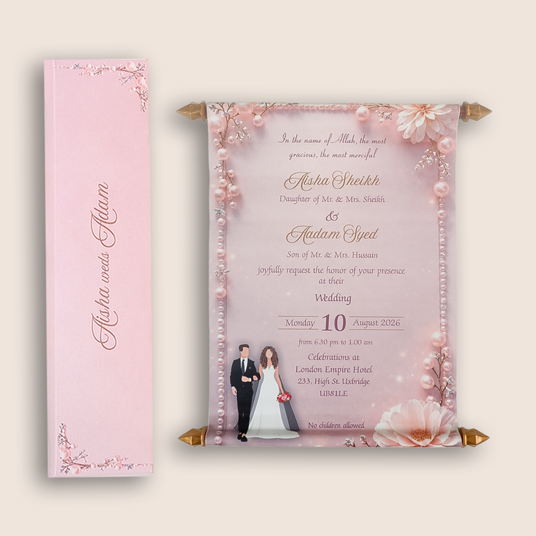Pink Scroll Wedding Card Box Set - KVR106