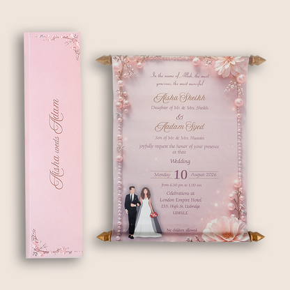 Pink Scroll Wedding Card Box Set - KVR106