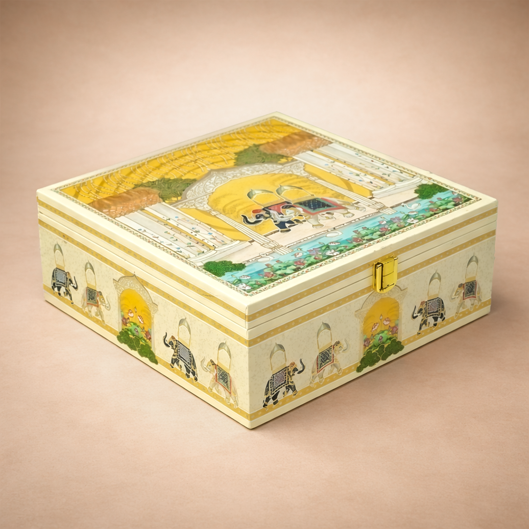 Yellow Elephant Themed Luxury Sweet Jar Box-KBX10102
