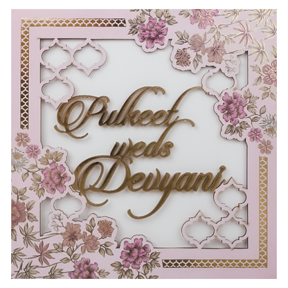 Check out Pink Floral Cutout Wedding Card at best price. ✅WhatsApp Support ✅Express Delivery.|King of cards.