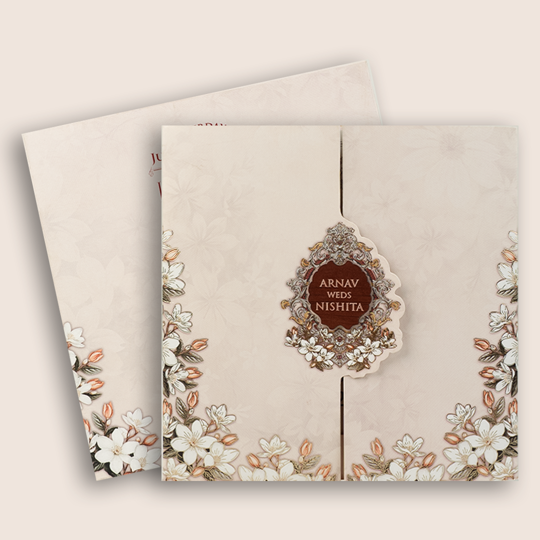 Light Pink Floral Door Style Invitation Card - KVN08110