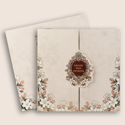Light Pink Floral Door Style Invitation Card - KVN08110