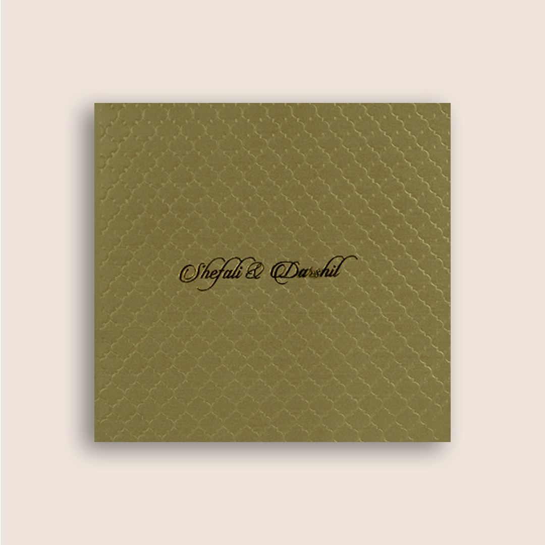 Gold Embossed Pattern Padded Invitation Card - KPR020090