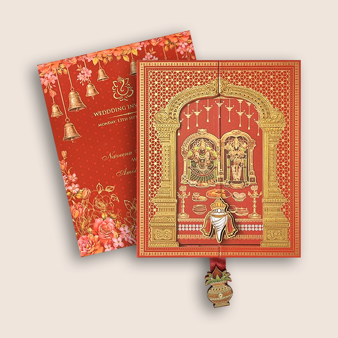 Red Balaji Padmavathi Premium Luxury Invitation - KNLW202569