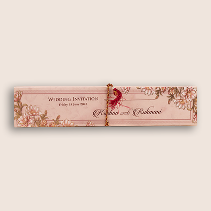 Pale Pink Floral Scroll Box Invitation Card - KJTS1909