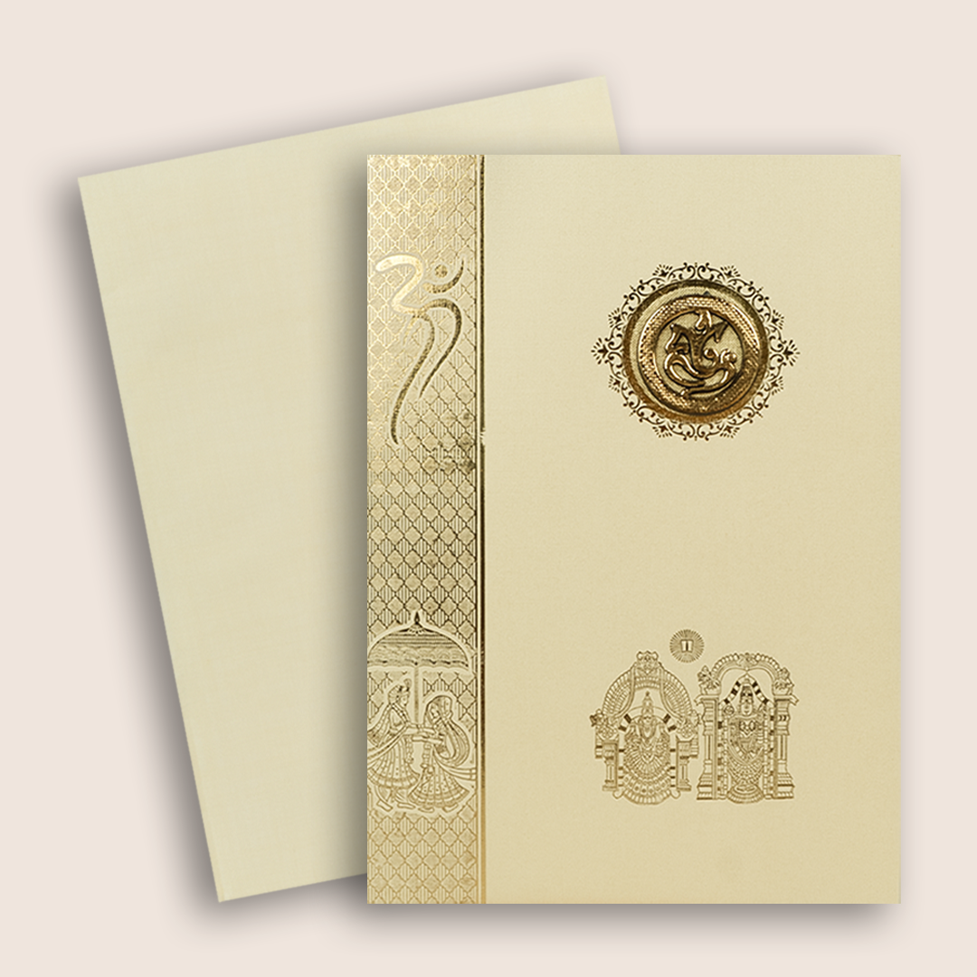 Cream Balaji Padmavathi Invitation Card - KNCP817C