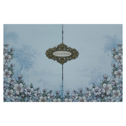 Blue Pastel Floral Padded Wedding Card-KJTS1829