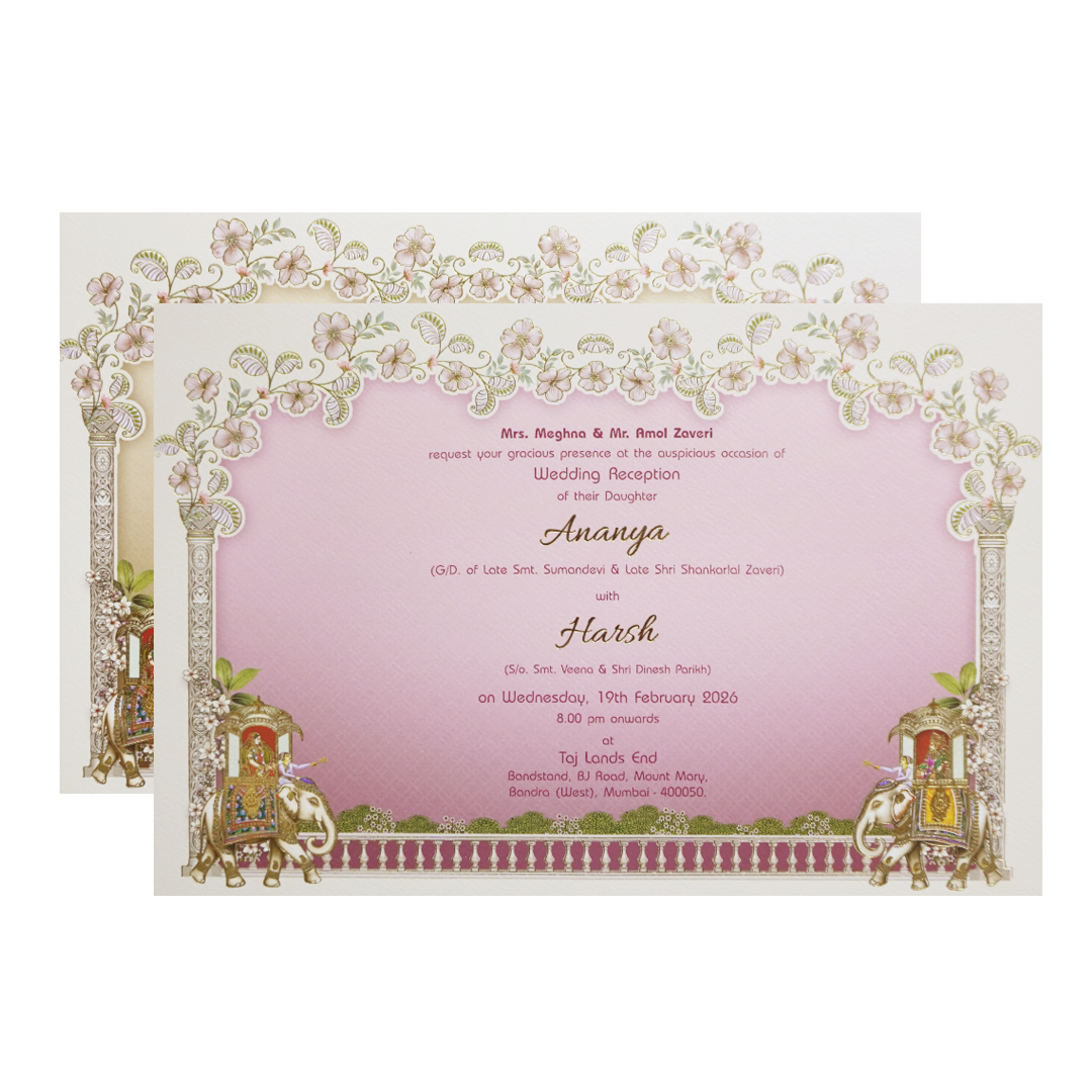 Cream Laser Cut Padded Royal Marriage Ceremony Wedding Card-KMMEX8130