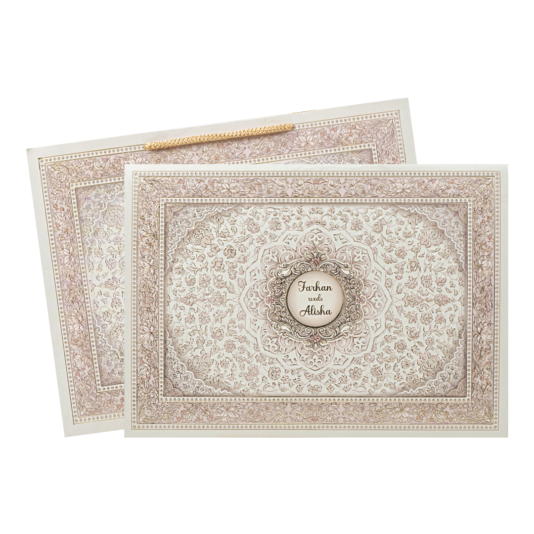 Pink Gold Mandala Bag Style Wedding Card-KSI65150